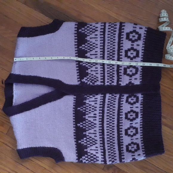 Handmade Fair Isle Purple And Lilac Vest - Picture 4 of 5